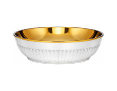 Silver paten without foot with simple embossing