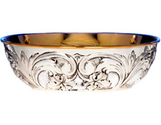 Engraved silver paten with gold interior