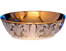Silver paten without base with golden interior