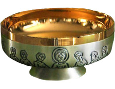 Paten in silver metal of the Last Supper