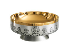 Paten in silver metal of the Last Supper