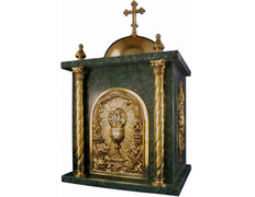 Tabernacle in bronze and marble with chiselled chalice