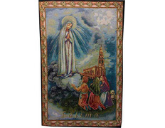 Tapestry of the Virgin of Fátima, the shepherds and the Sanctuary