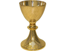 Gold metal chalice with silver Cross
