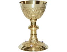 Metal chalice with stones at the base