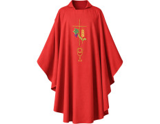 Chasuble embroidered with cross, chalice and spike red