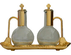 Add to Cart Glass and metal cruets golden color color Glass and metal cruets golden color color
