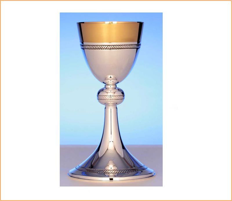 Chalice of silver, smooth with lines engraved Brabander.es