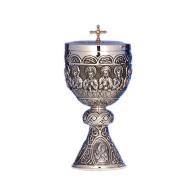 Silver ciborium with the Last Supper in relief