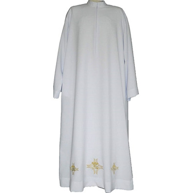 White polyester alb with embroidery