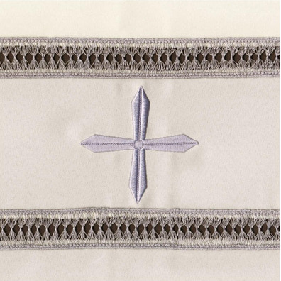Alb with embroidered Crosses | shoulder zipper