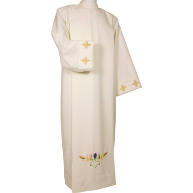 Catholic alb with sheaf and grape embroidery