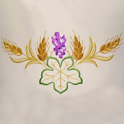 Catholic alb with sheaf and grape embroidery