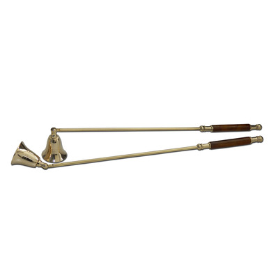 Candle snuffer with wooden handle and mobile bell