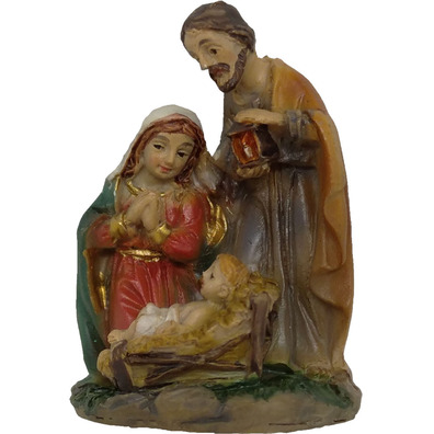 Polychrome resin nativity scene