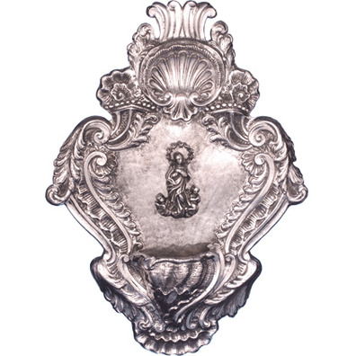 Silver shrine with the Virgin in relief