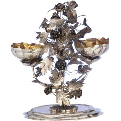 Silver shrine for holy water with foot