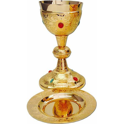 Goblet with gold bath and embedded stones