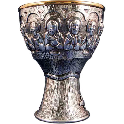 Chalice of the Last Supper in bronze with silver bath