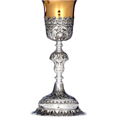 Baroque silver chalice with golden cup
