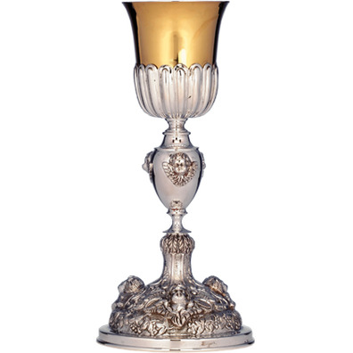 Silver chalice with faces of Angels in knot
