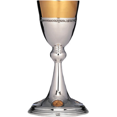 Silver goblet with gold decoration on base and cup