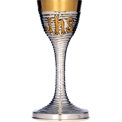 Silver chalice with gold JHS
