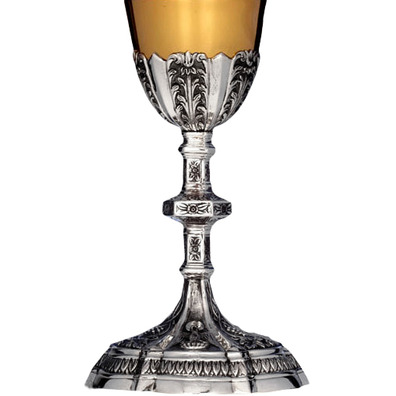 Silver goblet with chiselled foot, knot and cup