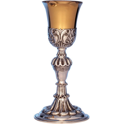 Silver goblet with wavy embossed moldings