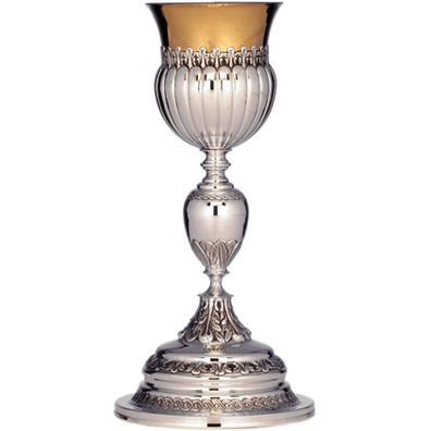 Silver chalice with chiselled circular base