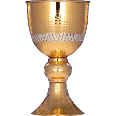 Silver chalice with simple carving and gold plating