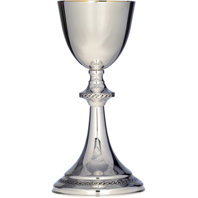 Smooth silver chalice with sober chiselling