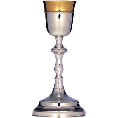 Plain silver chalice with gold top