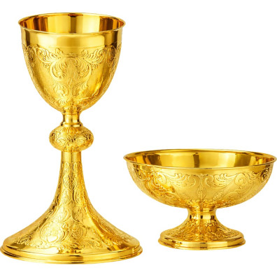 Embossed silver chalice with gold plating