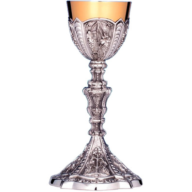 Gothic silver chalice with embossed grapes