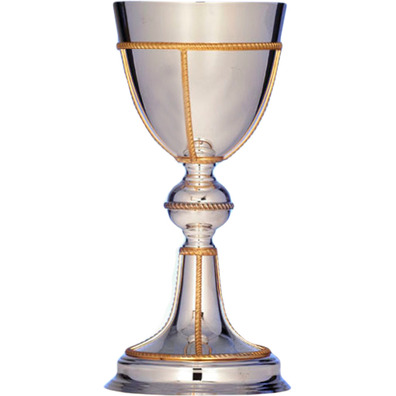 Smooth silver goblet with gold line decoration