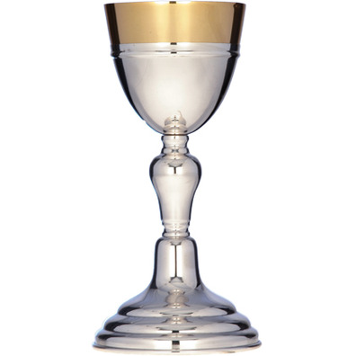 Smooth silver chalice with gold-plated cup