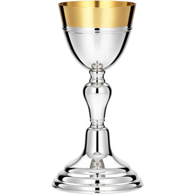 Smooth silver chalice with gold-plated cup
