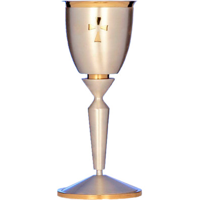 Modern silver chalice with Cross