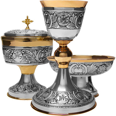 Metal chalice decorated with JHS