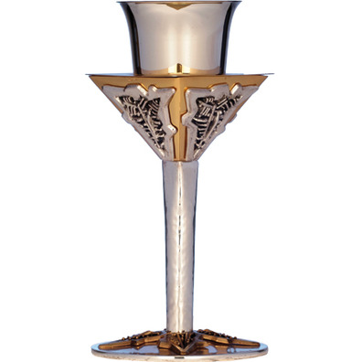 Modern silver goblet with polygonal cup