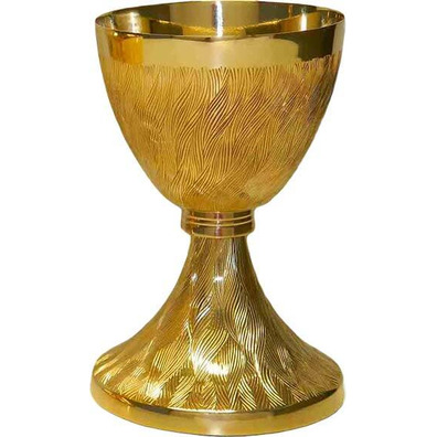 Metal chalice decorated with wavy lines