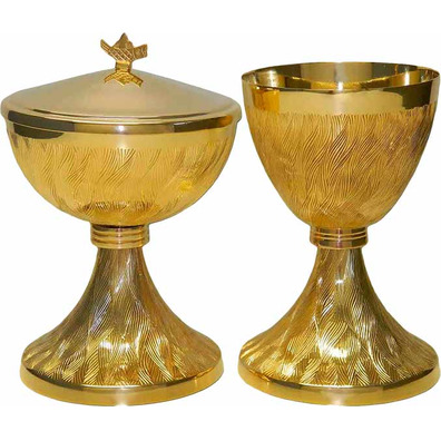 Metal chalice decorated with wavy lines