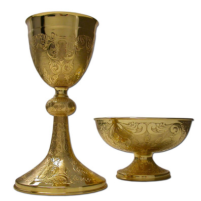 Embossed silver chalice with gold plating