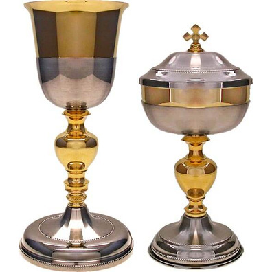 Silver and gold chalice with circular base