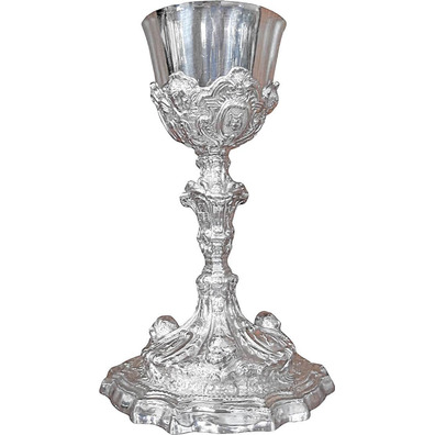 Silver plated bronze rococo chalice