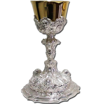 Rococo goblet in bronze with gold and silver plating