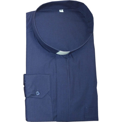 Clergy collar shirt | Navy blue L/S