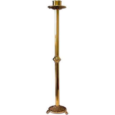 Standing candlestick with gold decorated base and tray