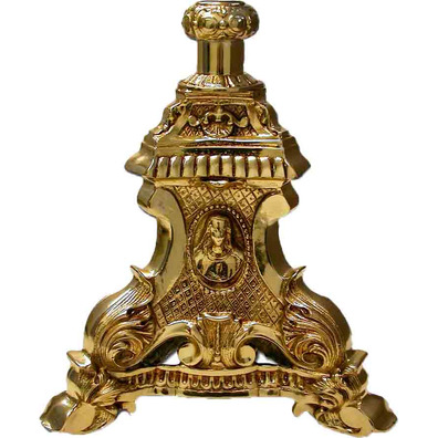 Bronze candlestick with triangular base
